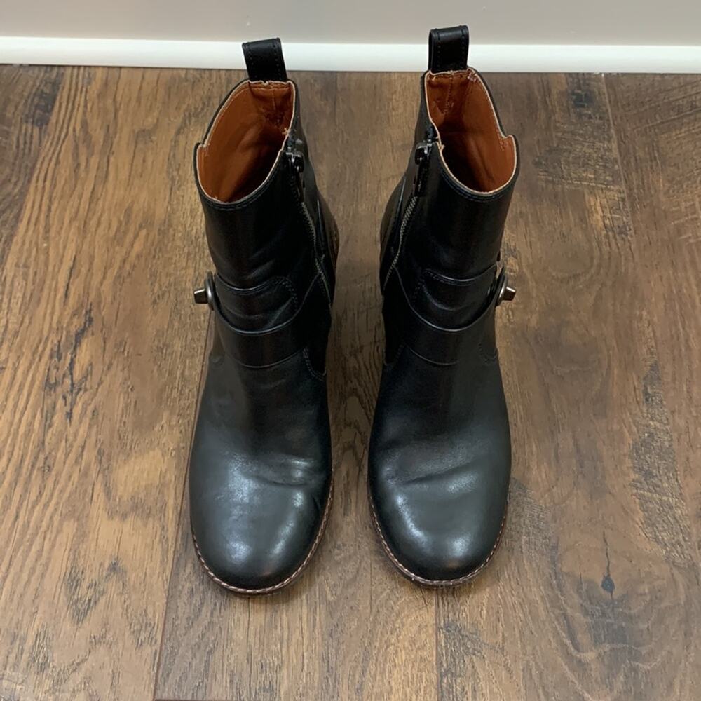 COACH Biker Moto Heel Black Bootie Boots - Picture 2 of 15